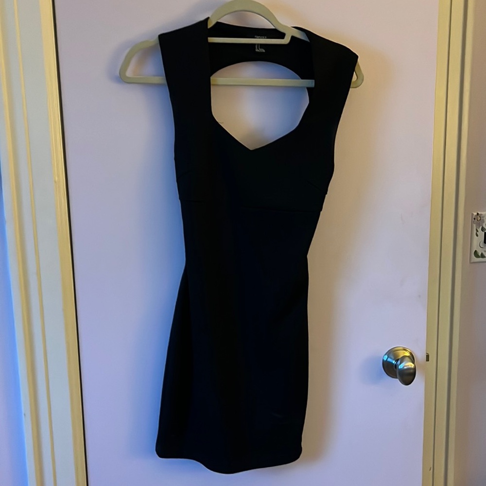 FOREVER 21- black slinky dress with cut outs in the back and crisscross straps
